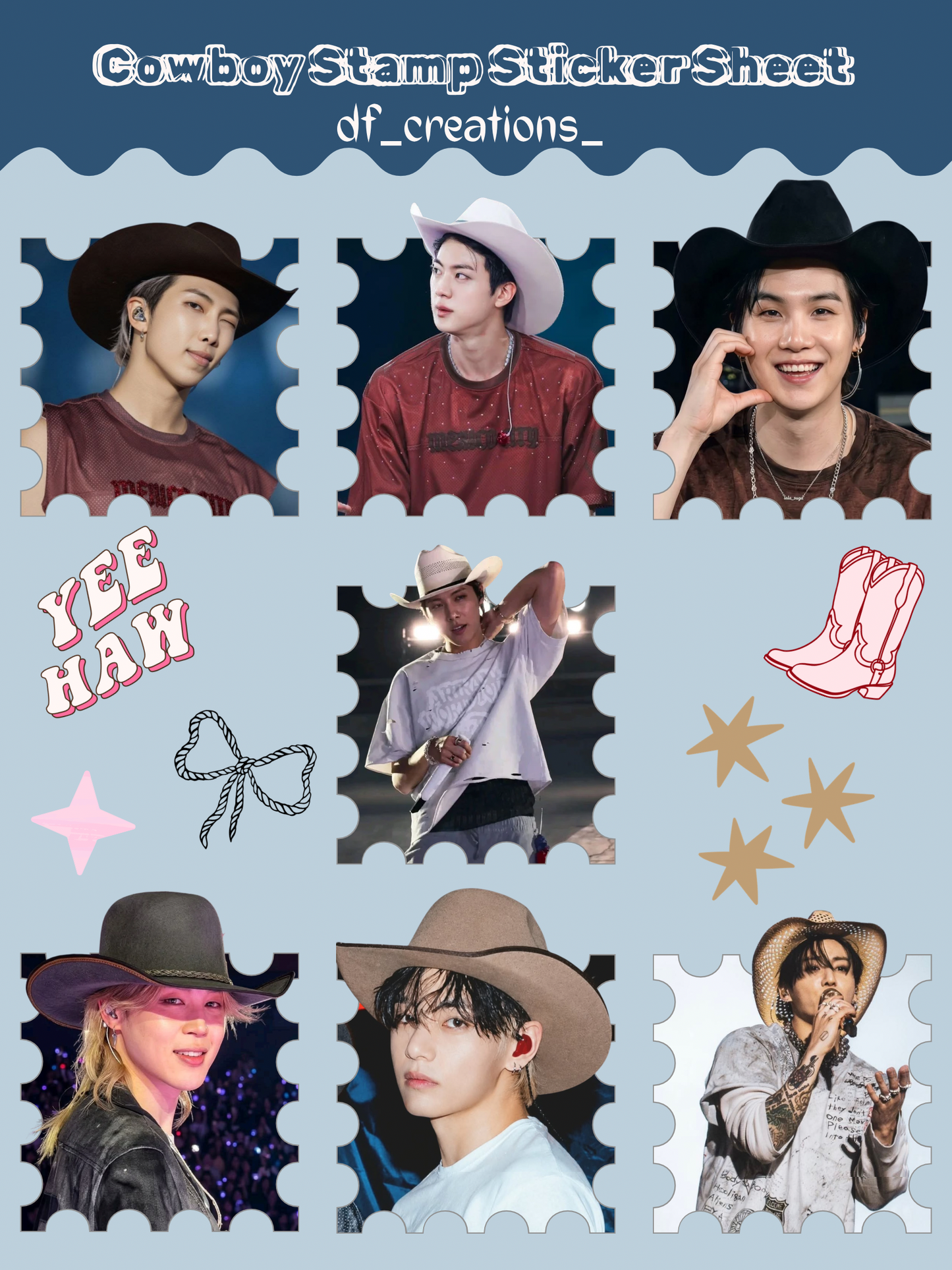 Cowboy Stamp Sticker Sheet