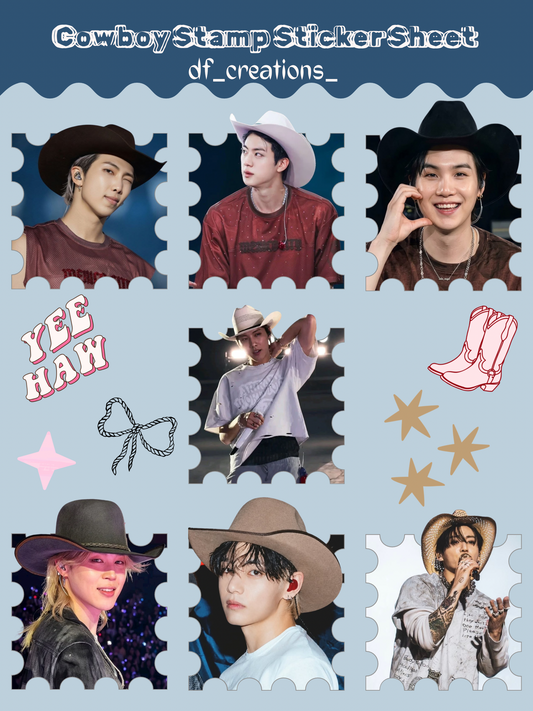 Cowboy Stamp Sticker Sheet